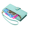 Etui z klapką do Oppo Reno 13 5G, Wallet Zipper Pocket, miętowe