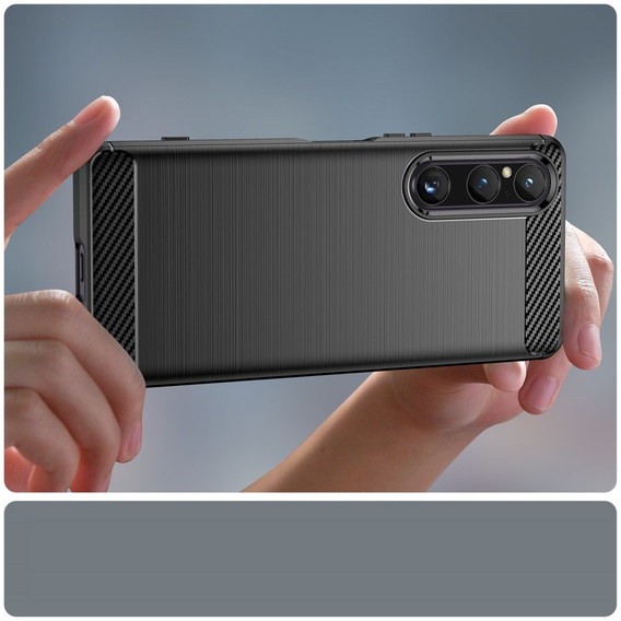 Etui do Sony Xperia 1 V, Karbon, czarne