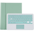 Etui z klawiaturą do Lenovo Tab P11 J606F / Tab P11 5G / P11 + Plus, TouchPad Keyboard, Jasnozielone