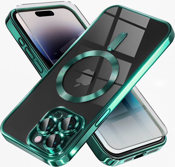 Etui do iPhone 14 Pro, Electro MagSafe, zielone + Szkło na ekran
