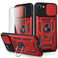 Etui pancerne do iPhone 16E, CamShield Slide, czerwone + Szkło Hartowane 9H