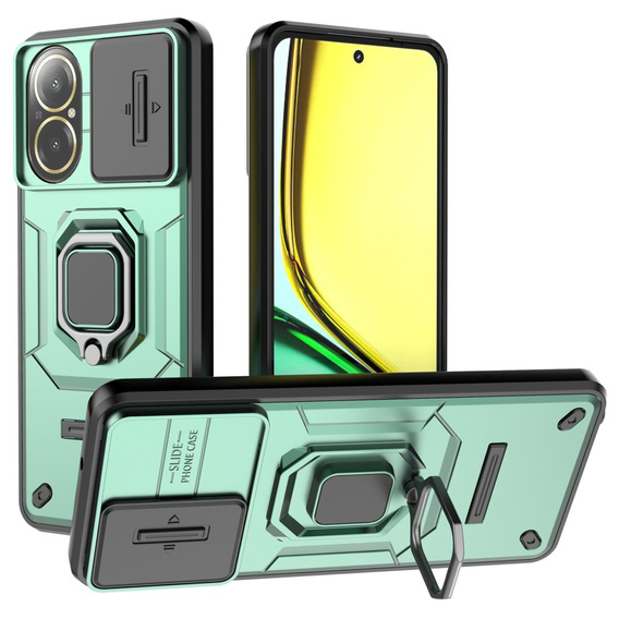 Etui do Realme C67 4G, KickStand Camera Lens, zielone