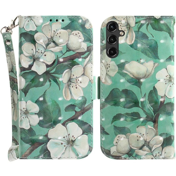 Etui z klapką do Samsung Galaxy A14 4G/5G, Wallet, Flowers białe