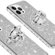 Etui do iPhone 13 Pro, Bling brokat, Srebrne
