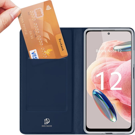 Etui Dux Ducis do iPhone 17 Air, Skin Pro, z klapką, z miejscem na kartę, granatowe