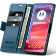 Etui do Motorola Edge 50 Pro, ERBORD Glossy Litchi, portfel z klapką, niebieskie