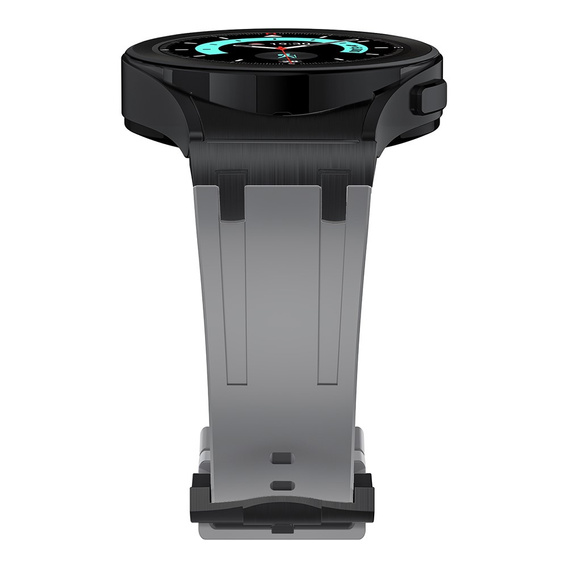 Pasek silikonowy do Samsung Galaxy Watch 4/5/6/7/FE 40/42/43/44/45/46/47mm, Szary / czarna klamra