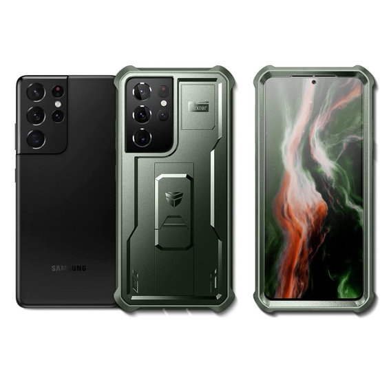 Etui pancerne do Samsung Galaxy S21 Ultra, Dexnor Full Body, Zielone
