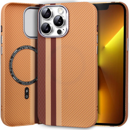 Etui do iPhone 13 Pro Max, Carbon Fiber MagSafe, żółte