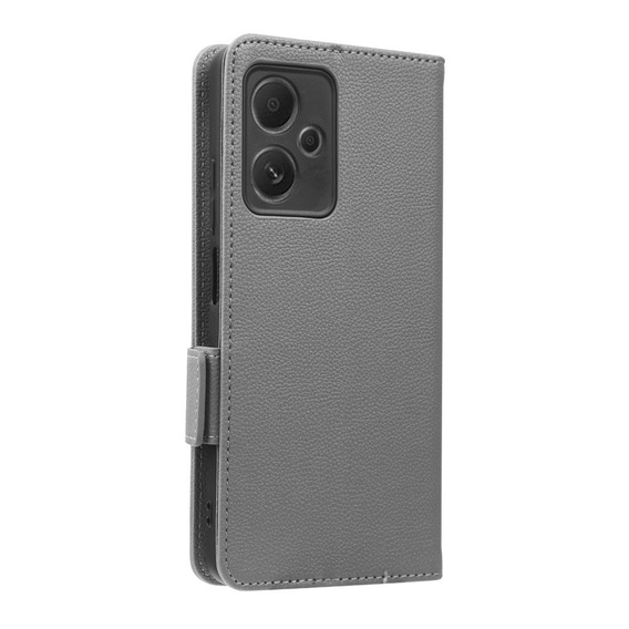 Etui z klapką do Xiaomi Redmi Note 12 5G / POCO X5 5G, Wallet Litchi Magnet, szare