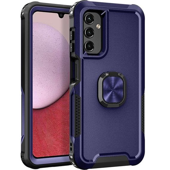 Etui do Samsung Galaxy A14 4G/5G, pancerne z ringiem, granatowe