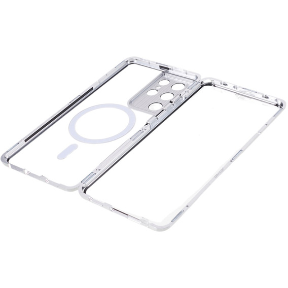 Etui Magnetic Dual Glass MagSafe do Samsung Galaxy S21 Ultra, srebrne