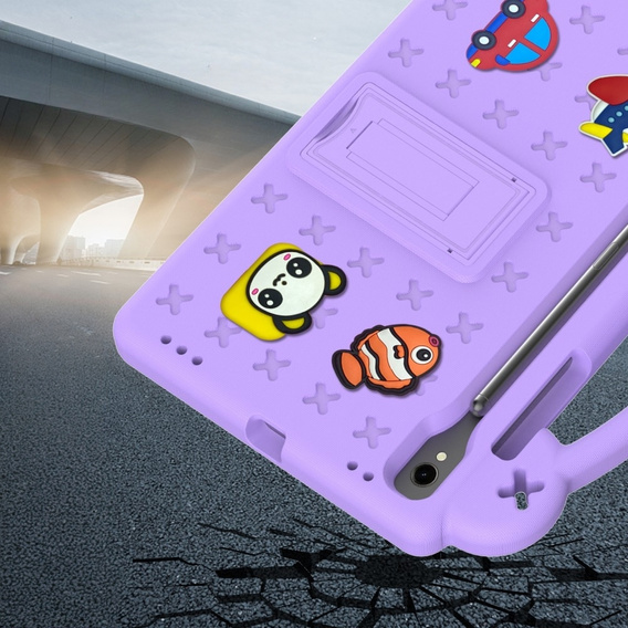 Etui do Samsung Galaxy Tab S7/S8/S9, Cute Patterns, z podstawką, Fioletowe