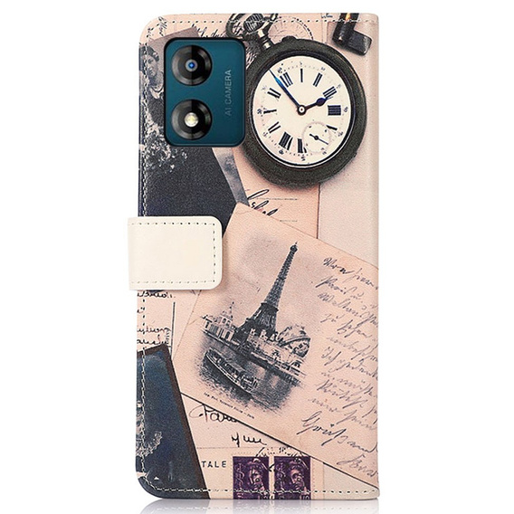 Etui z klapką do Motorola Moto E13, Wallet, Eiffel Tower