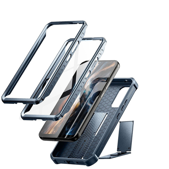 Etui pancerne do Samsung Galaxy A34 5G, Dexnor Full Body (Two Frames), niebieskie