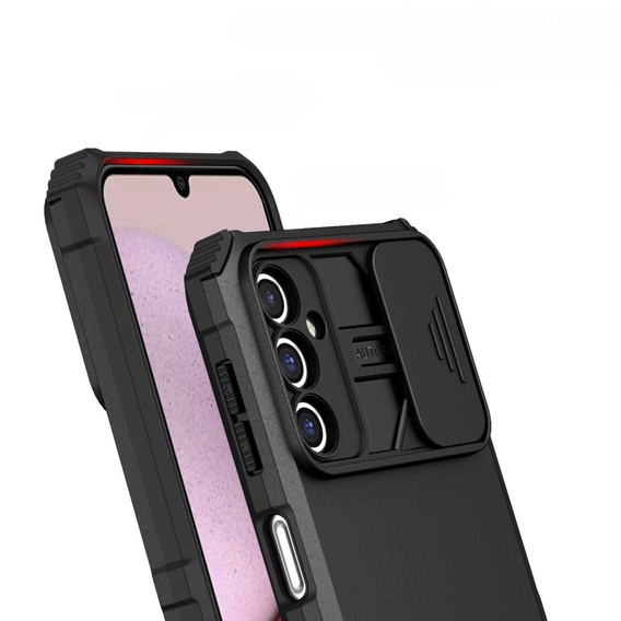 Etui pancerne do Samsung Galaxy A14 4G/5G, Camshield z podstawką, Czarne