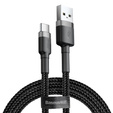 Baseus Cafule 1 m – wytrzymały kabel USB-A do USB-C 3A, szaro-czarny