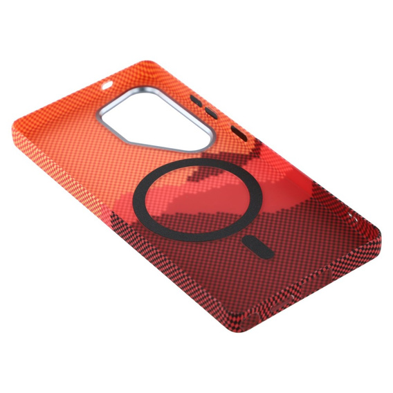 Etui do Samsung Galaxy S25 Ultra, Carbon Fiber MagSafe, pomarańczowe