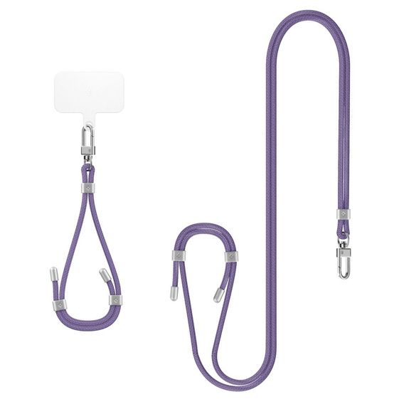 Smycz do telefonu Spigen Crossbody Strap + Wrist Strap + ConTag, fioletowa