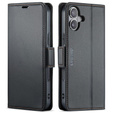 Etui do iPhone 17, ERBORD Glossy Litchi, portfel z klapką, czarne