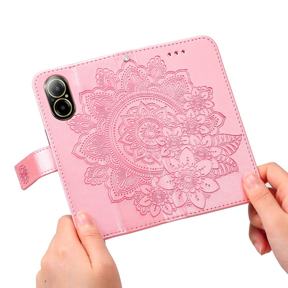 Etui z klapką do Realme C67, Mandala, różowe rose gold