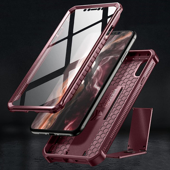 Etui pancerne do iPhone XS Max, Dexnor Full Body, czerwone