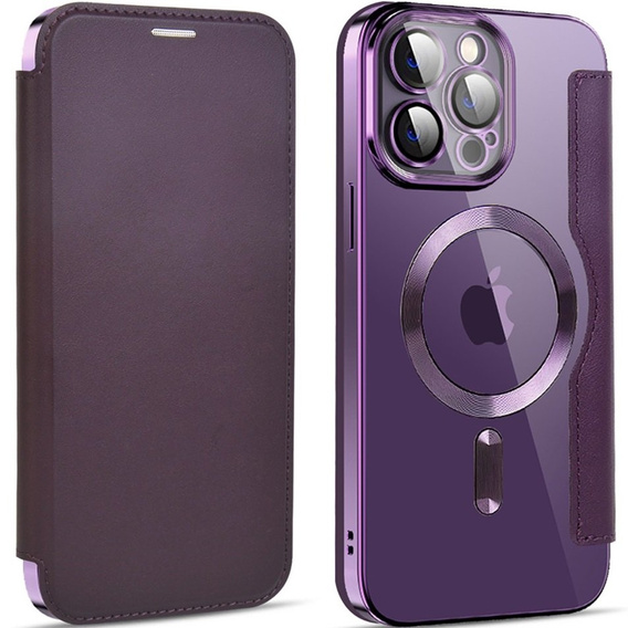 Etui z klapką do iPhone 13 Pro Max, RFID Wallet MagSafe z ochroną aparatu, fioletowe