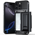 Etui pancerne TPU + PC z miejscem na kartę czarne do iPhone 16 Pro Max