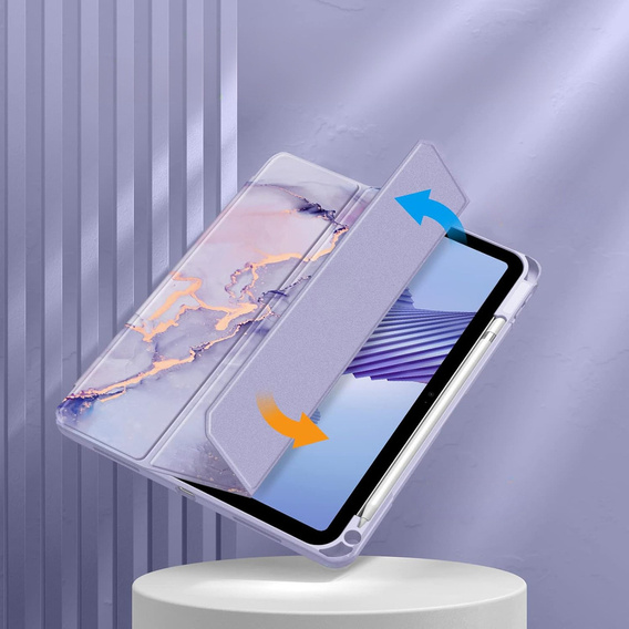 Etui do iPad 11" 2025 A16 (11 gen.) / iPad 10.9" 2022 (10 gen.), Smartcase Hybrid, z miejscem na rysik, Marble fioletowe