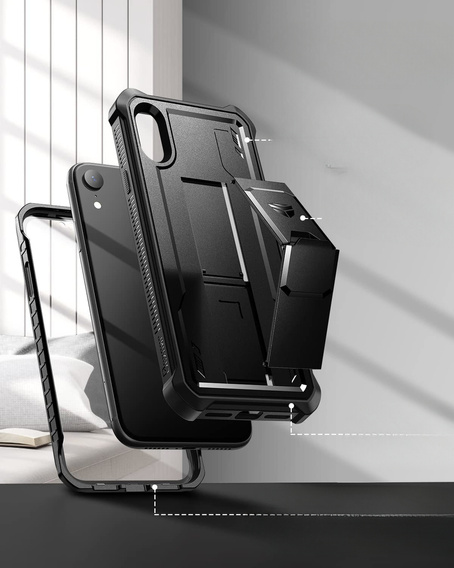 Etui pancerne do iPhone XR, Dexnor Full Body, czarne