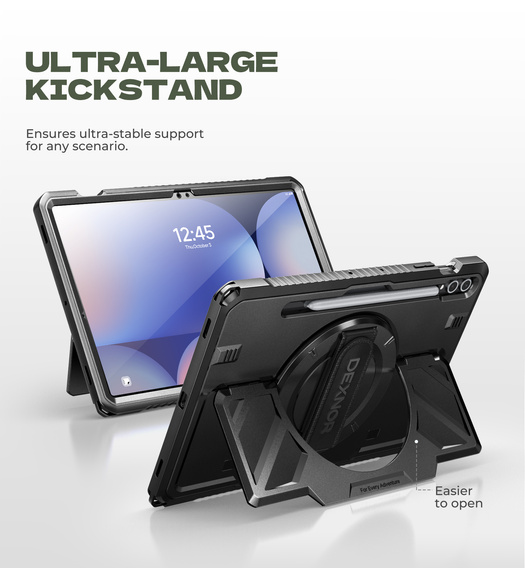 Etui Dexnor 360° z paskiem i uchwytem na rysik do Samsung Galaxy Tab S9+ / S10+