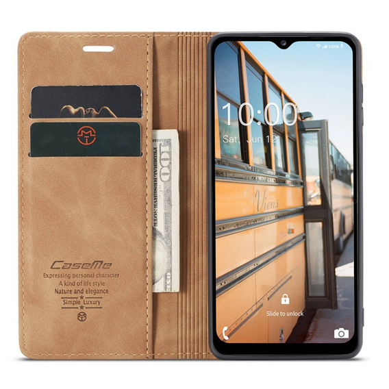 Etui CASEME do Samsung Galaxy M33 5G, Leather Wallet Case, brązowe