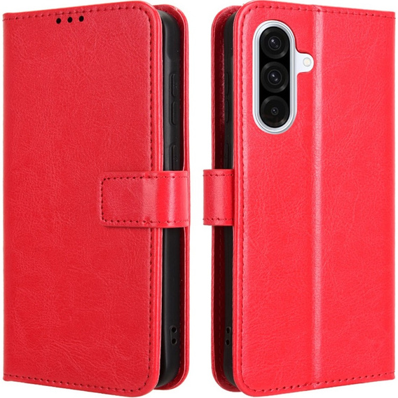 Etui z klapką do Samsung Galaxy A56 5G, Crazy Horse Wallet, czerwone