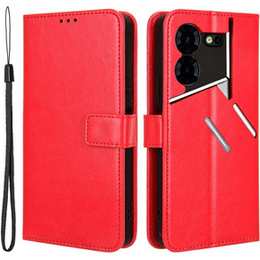Etui z klapką do Tecno Pova 5 Pro 4G, Crazy Horse Wallet, czerwone