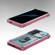 Etui pancerne do Samsung Galaxy S24+ Plus, CamShield Slide, zielone / różowe
