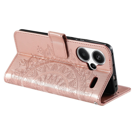 Etui z klapką do Xiaomi Redmi Note 13 Pro+, Mandala, różowe rose gold