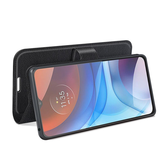 Etui z klapką do Motorola Moto E7 Power / E7i Power, Wallet Litchi Texture, czarne