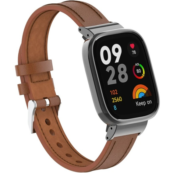 Pasek Skórzany do Xiaomi Redmi Watch 3 Active, Brązowy