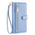 Etui z klapką do iPhone 14 Pro, Wallet Zipper Pocket, niebieskie