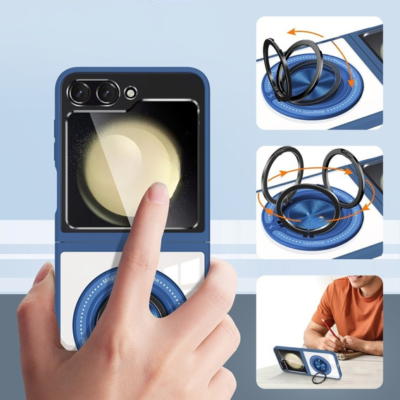 Etui do Samsung Galaxy Z Flip7 FE / Z Flip6, Corners Dropproof, do MagSafe, przezroczyste / granatowe