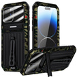 Etui pancerne do iPhone 14 Pro, Metal Hybrid, kamuflaż