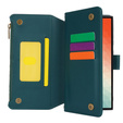Etui z klapką do Samsung Galaxy S24 Ultra, Wallet Zipper Pocket RFID, z paskiem na ramię, zielone