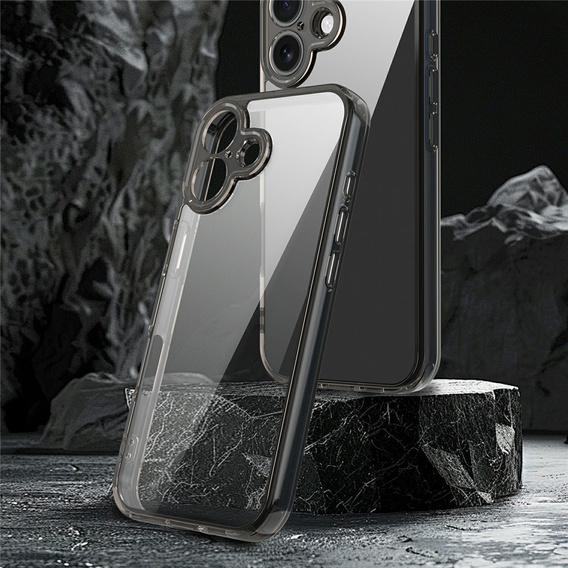 Etui do iPhone 17, z osłoną aparatu, przezroczyste z czarnymi bokami