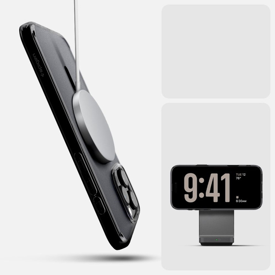 Etui z MagSafe Spigen do iPhone 16 Pro, Ultra Hybrid "T", matowe przezroczyste / czarne + Szkło