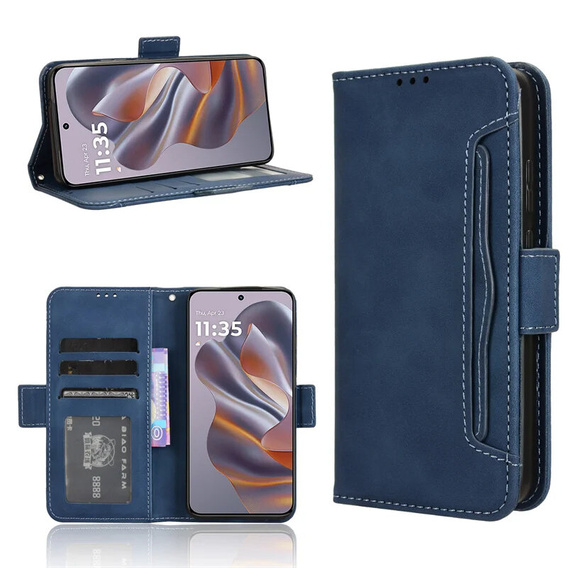 Etui z klapką do Motorola Edge 50 Neo / Motorola ThinkPhone 25, Card Slot, granatowe