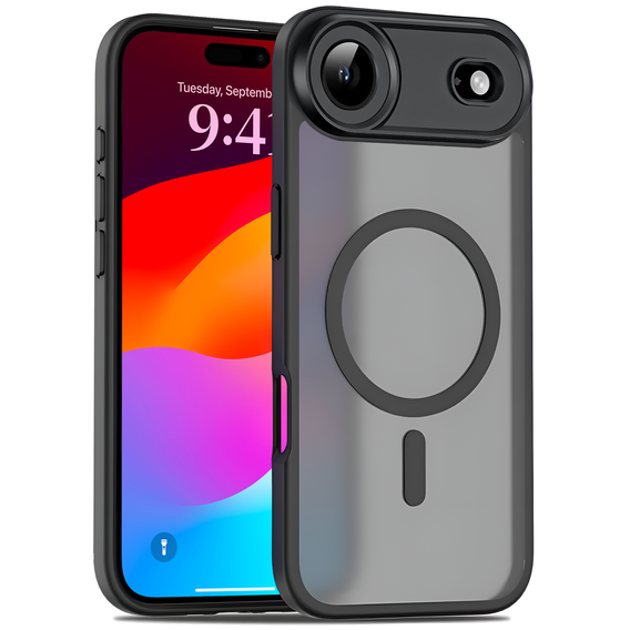 Etui matowe do iPhone 17 Air, do MagSafe, z ochroną aparatów, czarne