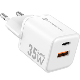 Forcell Mini Ładowarka GaN 35W USB-C + USB-A, kompaktowy adapter do szybkiego ładowania - biały