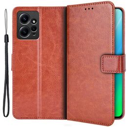 Etui z klapką do Xiaomi Redmi Note 12 4G, Crazy Horse Wallet, brązowe