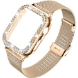 Bransoleta + Etui z Diamentami do Apple Watch 4/5/6/SE 40mm, Różowe złoto