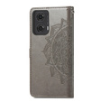 Etui z klapką do Motorola Moto E14, Mandala, szare